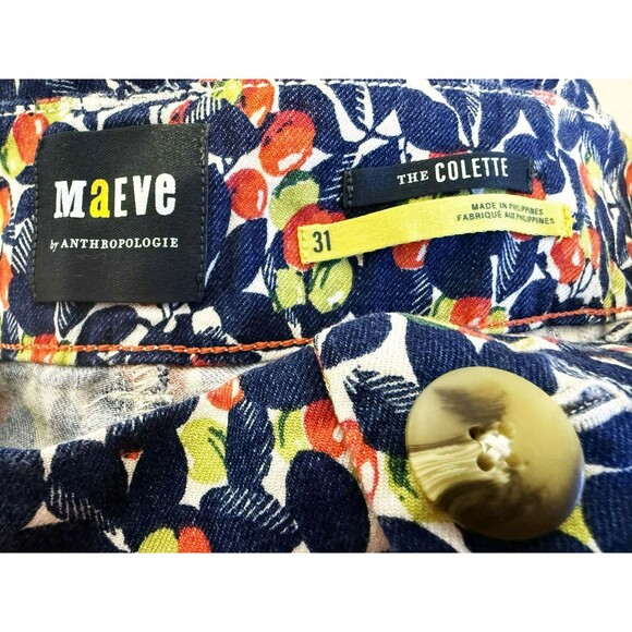 MAEVE Anthropologie Olive Leaves Colette Crop Wide Leg Pants sz. 31 Fit sz. M - Picture 6 of 11